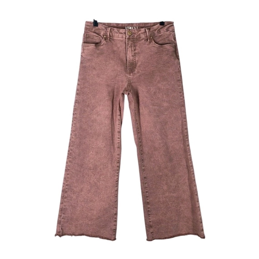 Kut Meg Fab Ab Wide Leg Jeans Womens 6 29x27 High Rise Raw Hem Stretch Mauve - Picture 2 of 16